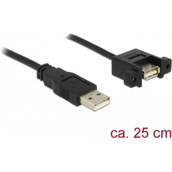 Delock Кабел, USB 2.0 тип A с циментиран USB 2.0 тип A гнездо, скоба за панел