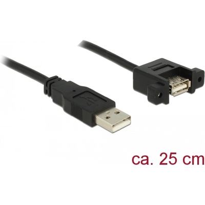 Delock Кабел, USB 2.0 тип A с циментиран USB 2.0 тип A гнездо, скоба за панел