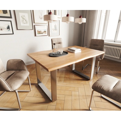 DELIFE Edge 260 x 100 akácie přírodní nerezová ocel úzký Live-Edge