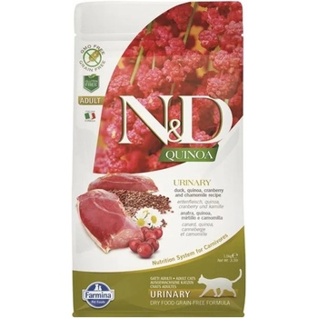 Farmina N&D Quinoa Urinary Duck Cranberry - с киноа за котки над една година, за уринарен тракт с патица, червена боровинка и лайка 1.5kg