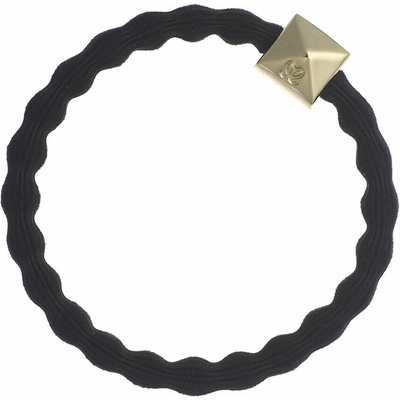By Eloise London Gold Pyramid Stud Black