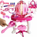 JOKO Detský Toaletný stolík so zrkadlom na diaľkové ovládanie + stolička + vstup MP3 + fén na batérie ružový