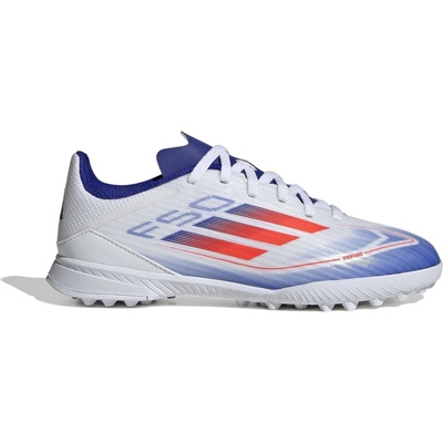 adidas Юношески футболни стоножки Adidas F50 League Juniors Astro Turf Football Boots - White/Red/Blue