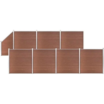 vidaXL Plotová sada WPC 7 čtvercových + 1 šikmý díl 1311x186 cm hnědá