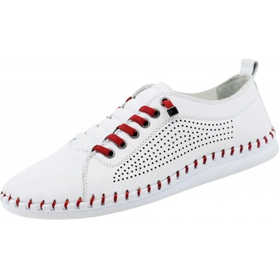Urban Ladies Dámské letní celokožené mokasíny 373-25 white/red
