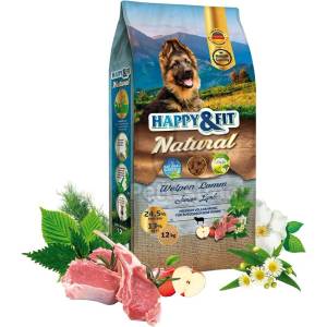 Happy&Fit Natural Junior суха храна за кучета - агнешко 12 кг