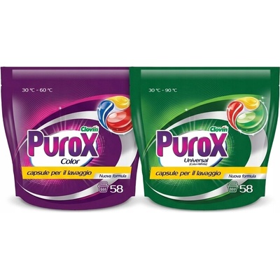 Purox TriCaps Color + Universal prací kapsle 2 x 58 PD