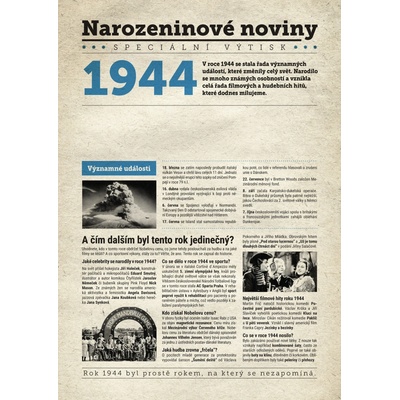Narozeninové noviny 1944 s vlastním textem a fotografií S textem