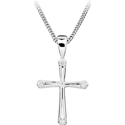 JVD Dámský stříbrný briliantový přívěsek křížek SVLP0914XH2BI00