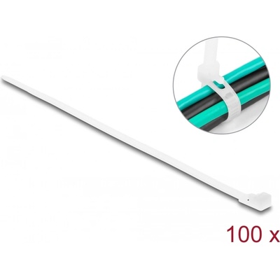 Delock Кабелни връзки за многократна употреба H 200 x W 4, 8 mm 100 бр. Бяла