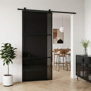 vidaXL Преплъзваща се врата 102 x 205 cm Закалено стъкло и алуминий (42054110)