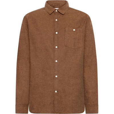 KnowledgeCotton Apparel Мъжка риза с копчета Knowledgecotton apparel Zig-Zag Twill Structure Shirt - Chocolate Torte - размер XXL (033-2935-0114)