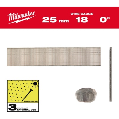 MILWAUKEE Hřebíky Nerezové 18G 25 mm SC3 - 5 000 ks 4932492559 – Sleviste.cz