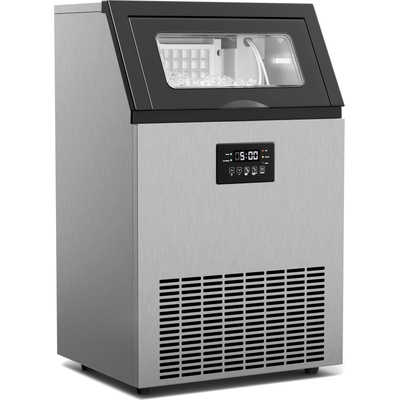 Klarstein Glacial промишлен ледогенератор за лед 45 кг с LED дисплей и прозорче (HEA-Glacial-XXL-Sil) (HEA-Glacial-XXL-Sil)