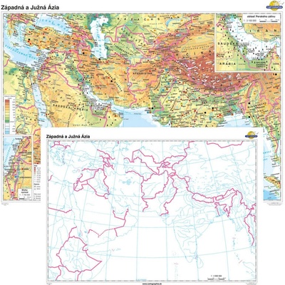 Cartographia Západná a Južná Ázia + slepá mapa DUO (160x120 cm)