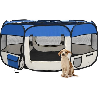 vidaXL Skládací ohrádka pro psy s taškou modrá 145 x 145 x 61 cm 9799.171016