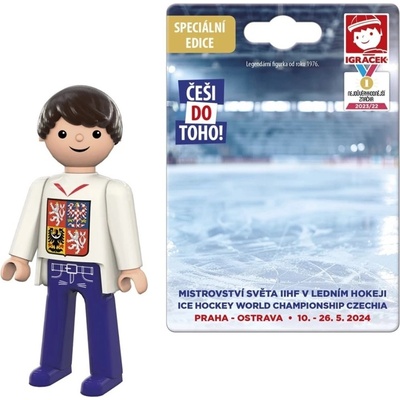 Efko Igráček Fanoušek MS v hokeji 2024 bílý dres figurka