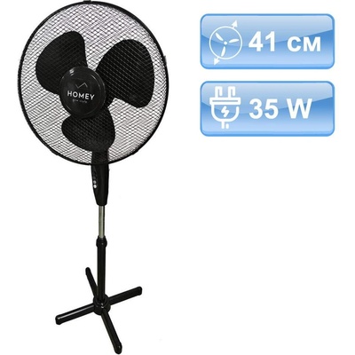 41 см черен вентилатор на стойка homey