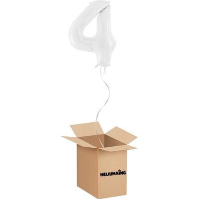 HeliumKing Balónový box Narodeninové číslo 4 biely 86 cm