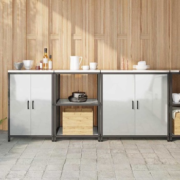 vidaXL Комплект за кухненско съхранение 3 pcs Сив 210 x 50 x 92 см (3392706)