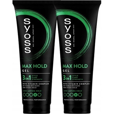 Syoss Max Hold Gel na Vlasy Silná Fixace 250 ml x2
