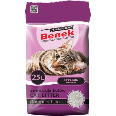 Super Benek 25л (ок. 21кг) Lavender Super Benek Compact, постелка за котешка тоалетна