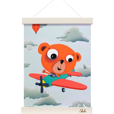 Art print plagát Skibi A4 - Skibi pilotom - biela lišta uni