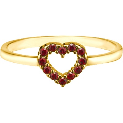 Český granát pozlacený prsten stříbrný Srdíčko 121085Z