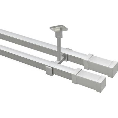 OK-GarnýžeCZ Garnýž kovová hranatá dvouřadá 20x20mm Zanotti double satina 480 cm do stropu / na tunýlek - bez kroužků