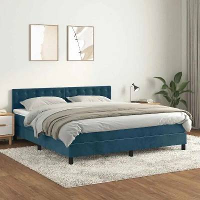 vidaXL 11461.3141555 Boxspring postel s matrací tmavě modrá samet