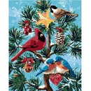 zuty Malování podle čísel Ptáčci a vánoční stromek 80 x 100 cm bez rámu a bez vypnutí plátna