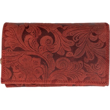 WILD By Loranzo Kožená dámska stredná peňaženka červená - ornamenty