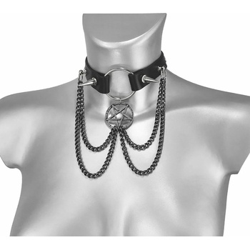 Image 1 of Leather & steel fashion Верига pentagram ВЕРИЖЕН ЧОКЪР - lsf9 42