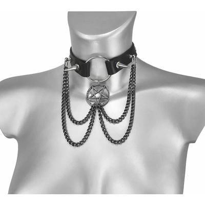 Leather & steel fashion Верига pentagram ВЕРИЖЕН ЧОКЪР - lsf9 42