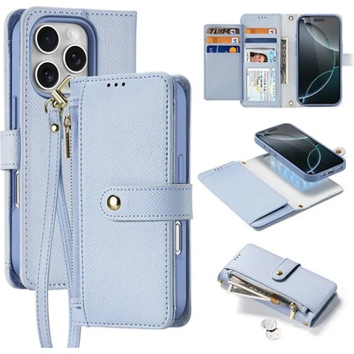 Dux Ducis Кожен калъф Dux Ducis Lawa за iPhone 16 Pro със свалящ се магнитен портфейл - син (6934913004982)