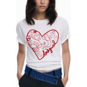 DESIGUAL Дамска тениска с къс ръкав desigual, Размер xl, Цвят Бяло (25wwtk50_bi1000)