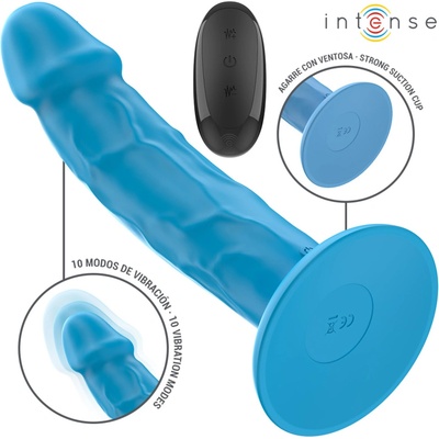 Intense Phoebe Realistic Vibrator with Suction Cup & Remote Control Blue