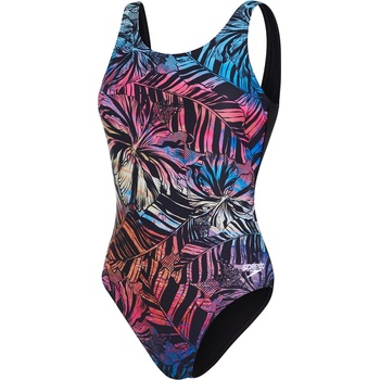 Speedo Дамски бански костюм Speedo Placement U-Back Swimsuit One Piece Womens - Black/Red