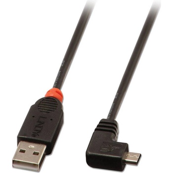 Lindy 11.44.8705 USB 2.0 USB A(M) - micro USB B(M), lomený 90° vlevo, 0,5m