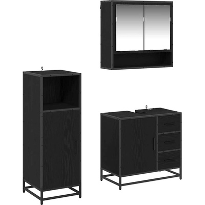 vidaXL Комплект мебели за баня 3 бр. Черния дъб 35 x 37, 5 x 100 см (3402473)