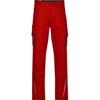 James & Nicholson Kalhoty JN Color do pasu pracovní COT 02847Mi76m6 Šedá carbon/červená