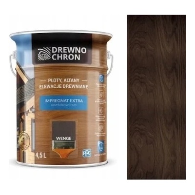 Drewnochron Impregnace Extra s lazurou na dřevo ploty altány wenge 4,5l