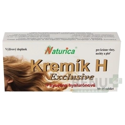 Naturica KREMÍK H Exclusive + Kyselina hyalurónová 30+15 tabliet