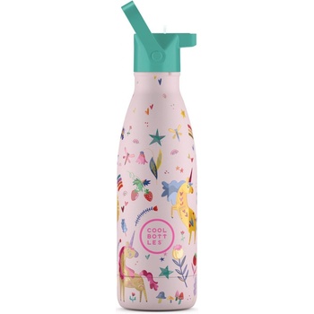 Cool Bottles Dětská nerezová termolahev Kids Sweet Mermaids třívrstvá 350 ml 3D