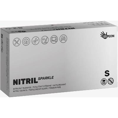 Nitril Sparkle Pearlescent Silver нитрилни ръкавици без пудра размер S 2x50 бр
