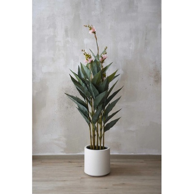 Umělá rostlina dosna CANNA v bílém květináči, plast, výška 160 cm, růžová