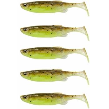 Savage Gear Fat Minnow T-Tail 5 pcs Green Pearl Yellow 9 cm 7 g Силиконова примамка (SVS76989)