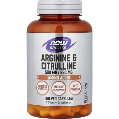 NOW Food Arginíne & Citruline 120 kapsúl