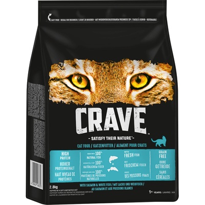 Crave 2x2, 8кг Adult Crave, суха храна за котки със сьомга и бяла риба