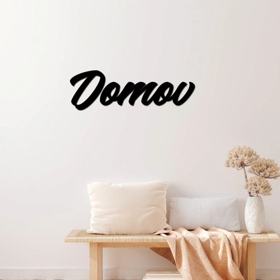 Dřevěný nápis na zeď DOMOV Zvolte barvu dekoru: Černá, Velikost textu: 60x20